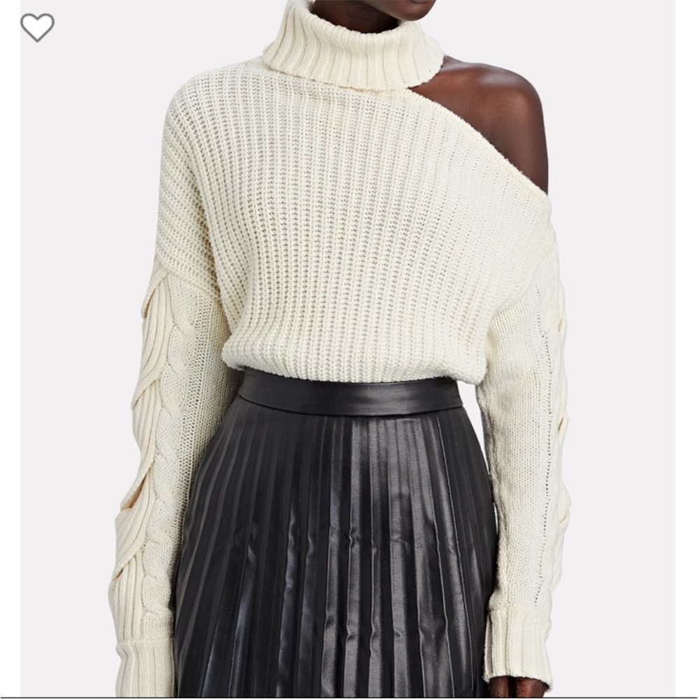 Jonathan Simkhai Aubrey Traveling Cable Knit Sweater One Shoulder Size Small - Picture 4 of 13
